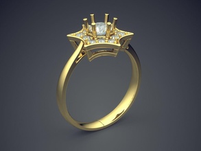 star shaped bague diamants 2052 or bijou bijoux anneaux mariage engagement diamant brillant goujat gemme platine imprimable argent conception 3d print model - Mito3D
