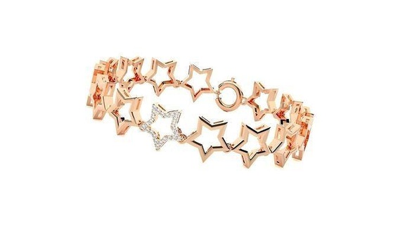 étoile chaîne haute bijoux diamant bracelet 3dm stl rend lourd unisexe imprimable bijou mariage luxe bracelets cubain italien 3d print model - Mito3D
