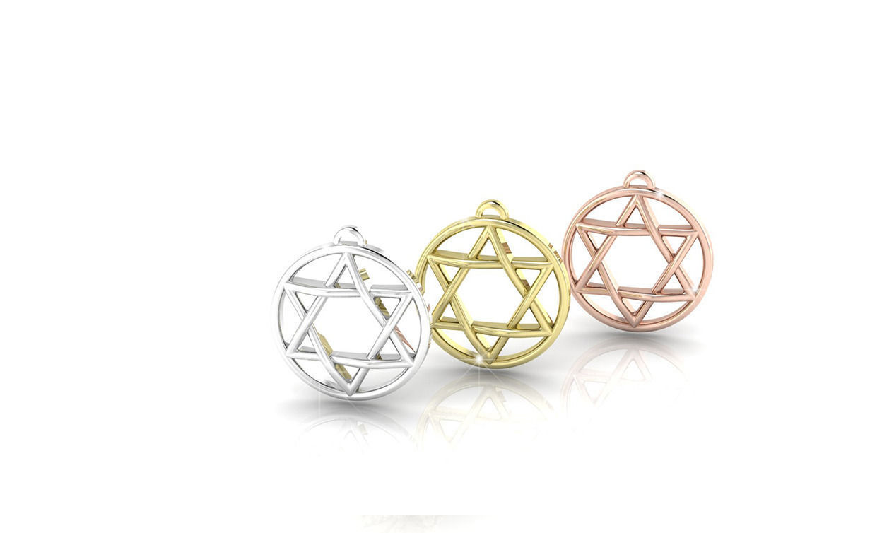 étoile de david - magen bijoux magendavid pendentif jérusalem juif pendentifs le charme or d'argent collier joyau cad imprimable délicat la livre sterling l'engagement 3D print model - Mito3D