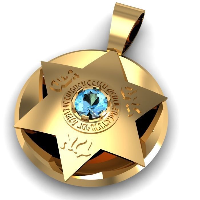 étoile David argent pendentif bijou calcul platine bijoux gemme pendentifs 3D print model - Mito3D