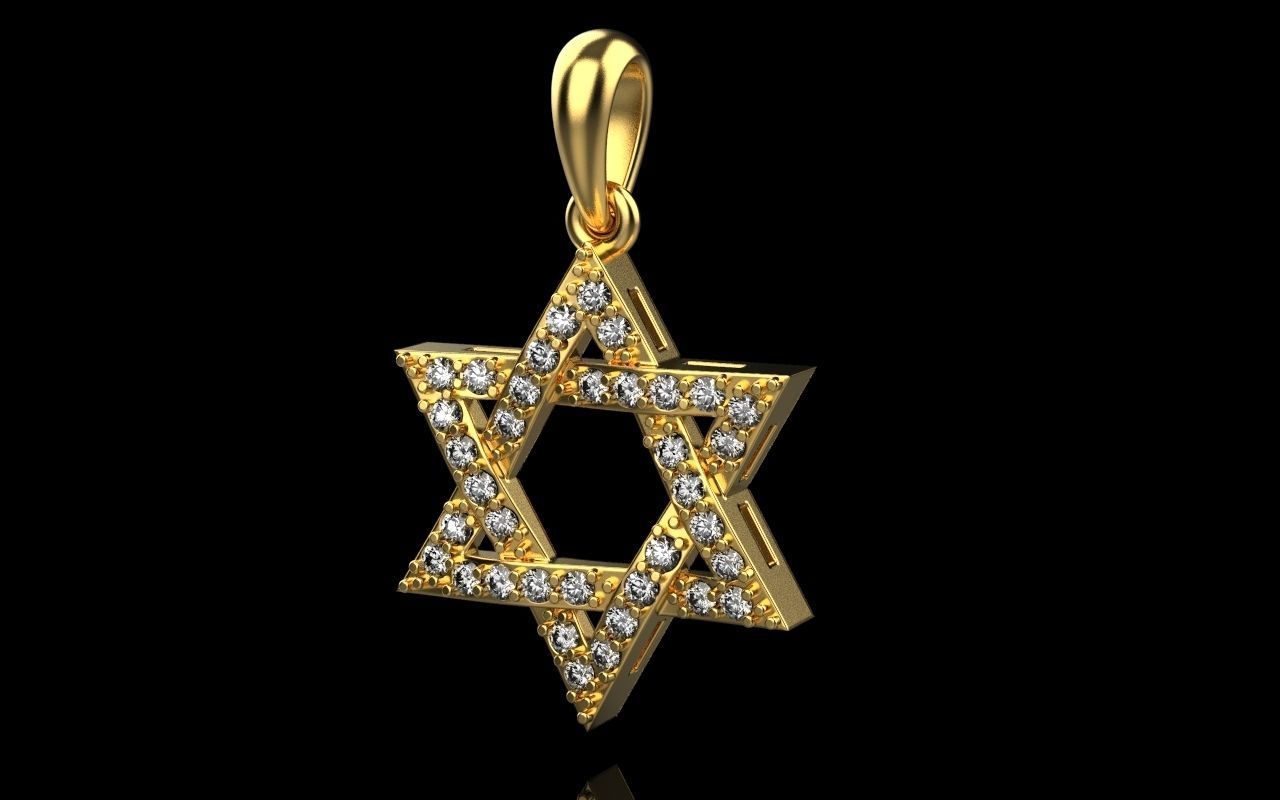 étoile David pendentif Juif juif or Rose argent gemme science bijoux diamant bague brillant Collier anneaux 3D print model - Mito3D