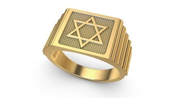 estrella david davi anillo anel joyería joya oro arete diamante brillante judío imprimible Boda compromiso hombre humano Moda mano anillos 3d print model - Mito3D