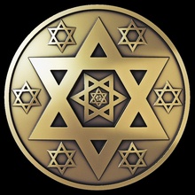 stella of david moneta i soldi volta denaro contante monete ebreo ebrei 3d arte distintivi 3d print model - Mito3D