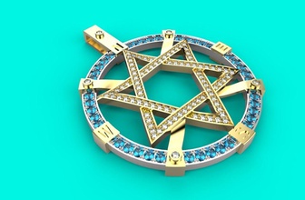 estrela of david colar 186 colares ouro jóias 3d diamante prata relógios joalheria 3d print model - Mito3D