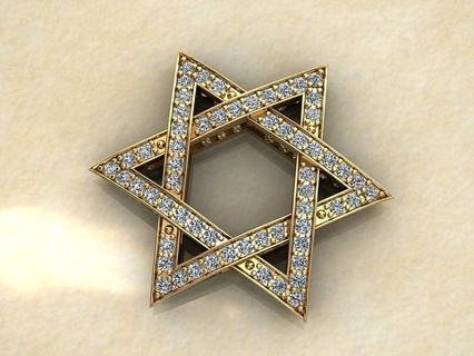 étoile David pendentif pédant or imprimable bijoux diamant art gemme pendentifs 3d print model - Mito3D