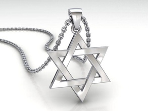 yıldız david kolye 3dmodel mm boyutu Yahudi davidstar starofdavid takı İsrail 3d 3dprinting 25 altın pendat parlak elmas Gümüş Balmumu ABD Kanada değerli 3d print model - Mito3D