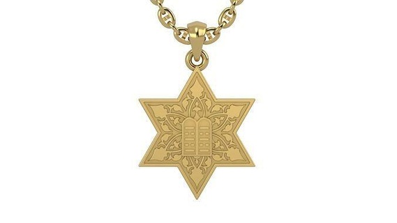 estrella david v8 oro plata collar joyería joya colgantes colgante pendiente imprimible libra esterlina 3d print model - Mito3D
