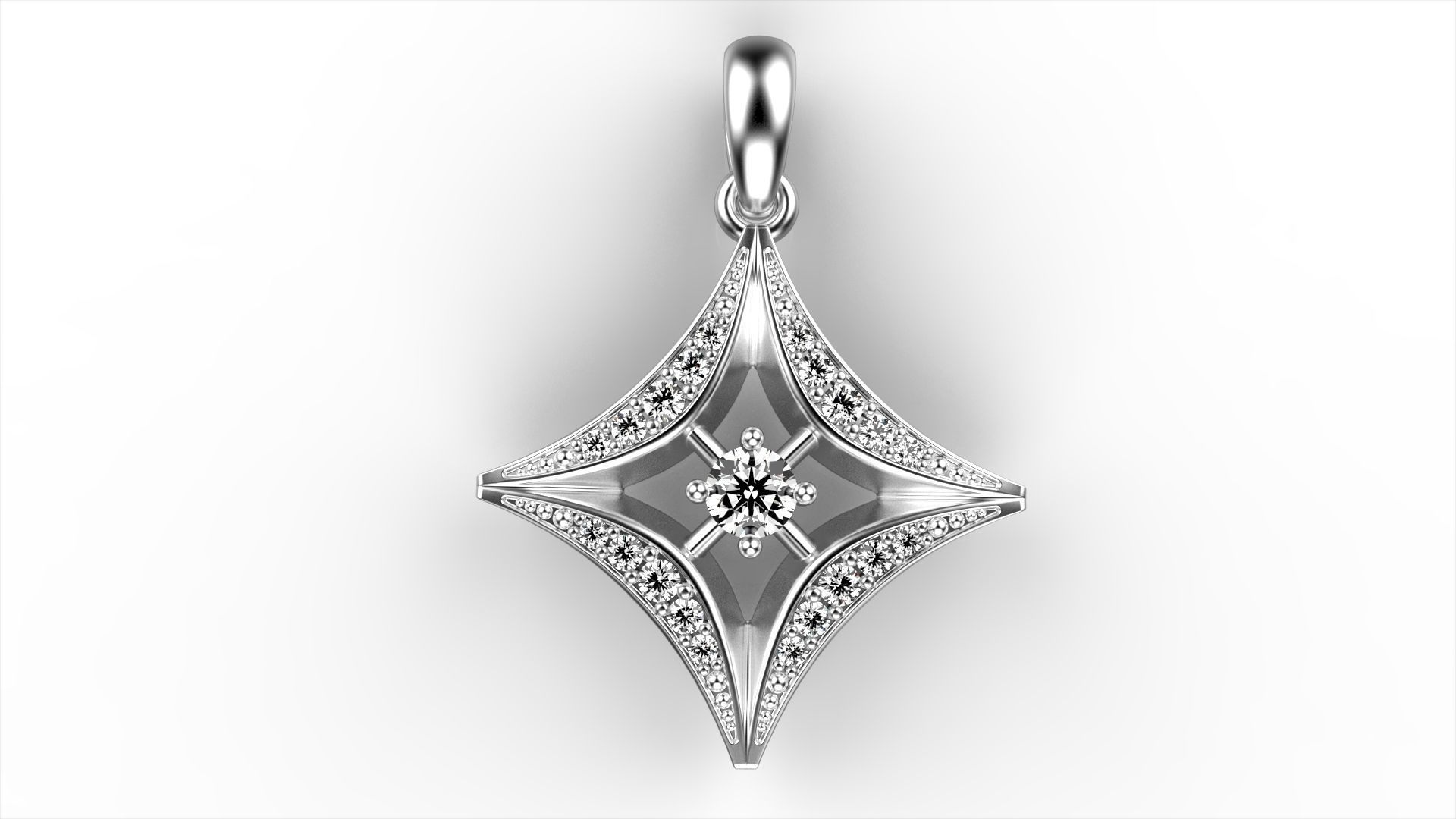 estrela pingente de diamante jóias ouro prata pingentes 3D print model - Mito3D