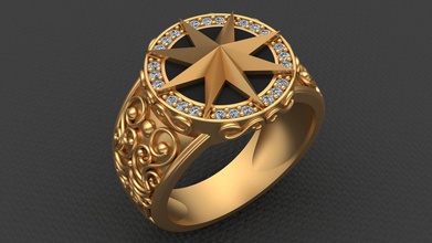 star Emaille-Diamant-ring Schmuck diamond 3d ring gold 18k 14k Nashorn Stern schwarz gelb rose bedruckbar ist Schmelz Menschen Mode Silber weiß engagement Ringe 3d print model - Mito3D