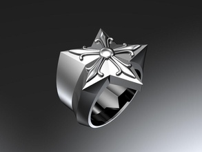 estrela masculino anel joalheria prata brilhando esterlina imprimível argolas homem 3d print model - Mito3D