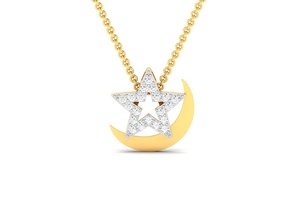 stella luna pendente 3dm render collana gioielleria diamante argento oro sterlina bianca brillante stampabile gemma gioiello ciondoli galassia 3d print model - Mito3D
