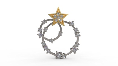 étoile pendentif 74 or bijou bijoux argent imprimable diamant femme mode mariage solitaire saphir rubis Collier l'amour Valentin pendentifs 3d print model - Mito3D