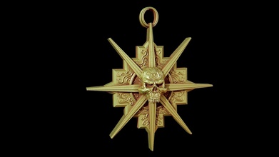 star anhänger schädel ornament kopf emblem zeichen gold schmuck silber halskette schlüsselbund fantasie trophäe kunst 3d print model - Mito3D