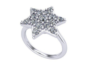 estrella anillo la joyería de oro los diamantes plata lujo anillos 3d print model - Mito3D
