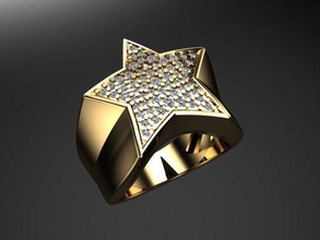 étoile bague diamants bijoux précieux platine luxe brillant diamant mode argent conception anneaux sterling beauté saphir lueur hip 3d print model - Mito3D