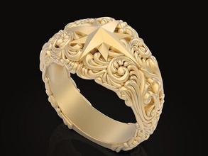estrela anel homem escultura joalheria ouro arte luxo prata imprimível projeto esterlina argolas médio moda jóia 3d print model - Mito3D