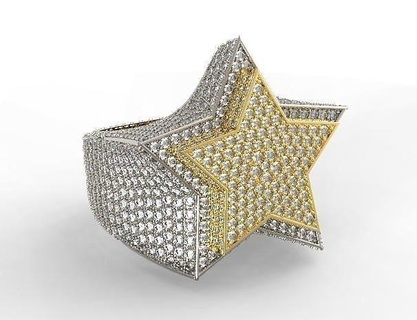 Estrela anel v4 2 camadas joalheria ouro jóia hiphop argolas brilhante moda beleza 3d print model - Mito3D
