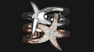 star anneaux joyau les jewells étoiles couple le diamant la cnc 3dprintable d'impression zbrush or d'argent médaille de bronze conception l'engagement l'anneau bijoux realstic mettant en vedette l'amour 3d print model - Mito3D