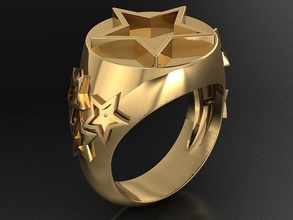 estrela sinete anel jóia beleza ouro prata imprimível diamante casamento dourado choque proteção moda luxo esterlina lindo jóias spa panda menina joalheria argolas 3d print model - Mito3D