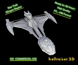 star trek - klingon raptor 3d printable model spacecraft space ship sci fi print hobby spaceship wars scifi science fiction famous future games toys 3d print model - Mito3D