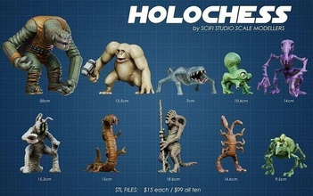 star wars - holochess figures dejarik holo chess games toys board 3d print model - Mito3D