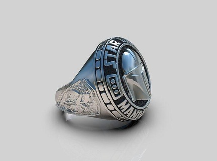 star wars - mandalorian ring jewelry jewellery printable rings design jewel silver blackening 3d print model - Mito3D
