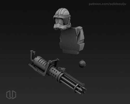 star kriege klon soldat phase 2 schwer kanonier zahl kit klonkrieger schwerschütze krieg sterne blackseries heiße spielzeuge spiele 3d print model - Mito3D