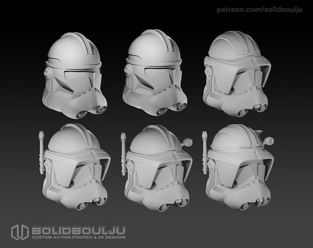Estrela guerras clone Soldado Estágio 2 capacetes serras negras Brinquedos quentes figuras ação brinquedos clonewars ct bandai kit modelo jogos 3D print model - Mito3D