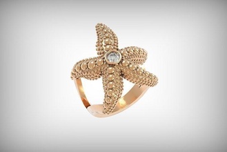 starfish ring gold jewelry sterling silver jewel jewellery sea star gem platinum brilliant fashion beauty sapphire brillant 3dprint 3dstarfish rings 3d print model - Mito3D