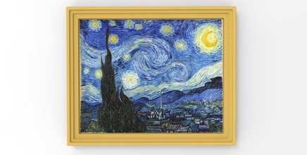 starry night painting by vincent van gogh 3d printing gallery exhibition musuem luvre art sculpture printable texture color projet sandstone artist artisitc scans replicas 3d print model - Mito3D