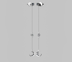 stars moon chain earrings hanging gold precious shining printable jewel gem brilliant luxury jewelry fashion beauty sapphire 3d print model - Mito3D