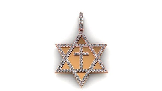 start pendant cross gold silver diamond jewellery printable sterling star 3d cad jewelry print pendants 3d print model - Mito3D