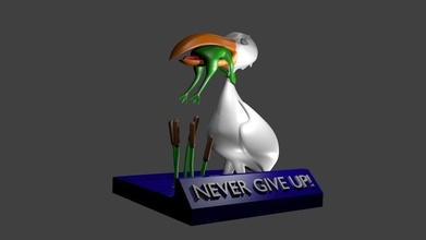 statue motto figure frog bird figurine art sculptures 3d print model - Mito3D