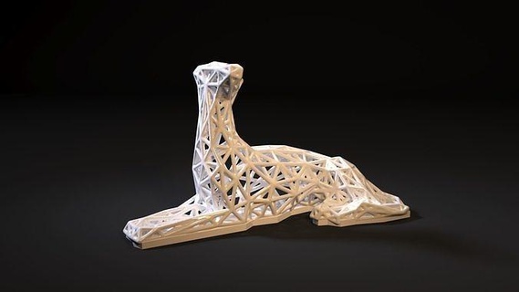 estatua decoración perro 3d impresión imprimible mascota animal perrito escultura voronoi Arte 3d print model - Mito3D