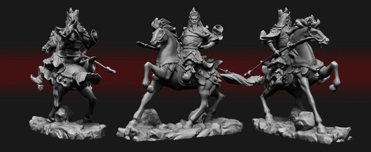 statue genghis khan art sculpture ancient figure figurine statuette emperror warrior horse games toys 3d print model - Mito3D