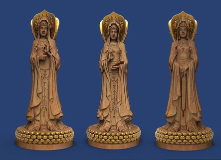 statue guanyin nanshan sculpture art religion decoration buddha buddhists cult cnc wood carving sculptures 3d print model - Mito3D