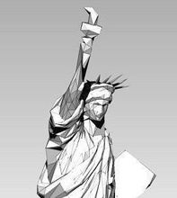 statue liberty lowpoly style 3d print model printable art ancient classic figure low bust miniature modern new york woman fire antic crown city america sculptures 3d print model - Mito3D