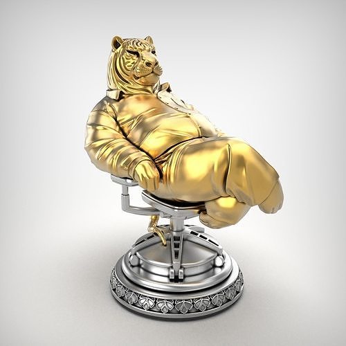 estatua s003 joya joyería oro plata imprimible platino libra esterlina prototipos figurilla escultura Tigre jefe calendario chino symbol2022 3D print model - Mito3D
