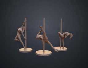 estatuas of polo bailarines bolígrafo titulares bailarín barra aéreo sexy estriptista presedia estatua lápiz soporte arte esculturas 3d print model - Mito3D