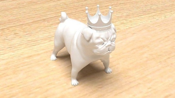 statuette dog pug king 3d print model statue art sculptures 3d print model - Mito3D