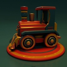 vapor locomotiva pedestal máquina brinquedo retro toto ilustração veículo científico Ciência arte esculturas 3d print model - Mito3D