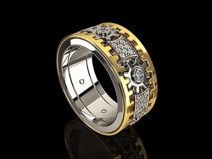 steampunk mechanical ring jewelry luxury industrial mechanism machine rings 3d print model - Mito3D