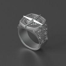 steel mens ring brutal bikers silver sea sterling jewelry gold platinum jewellery printable cad rings unique 3d print model - Mito3D