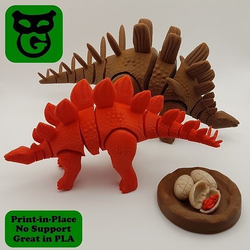 stegosaurus kentrosaurus flexi flexible dino dinosaur stegosaur kentrosaur print place animal realistic factory cute prehistoric games toys 3D print model - Mito3D