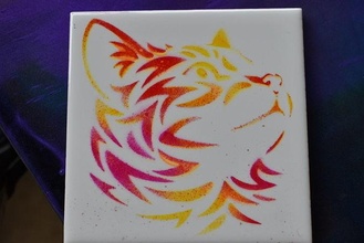 stencil gatto pittura arte graffiti artistico logo design creatività immagine deco aerografo sfondo animale gattino modello spray 3d print model - Mito3D