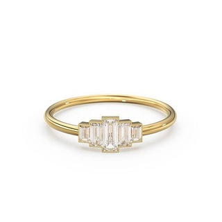 étape Couper baguette diamant engagement milgrain bague mariage bande bijoux anneaux or imprimable argent mode 3d print model - Mito3D