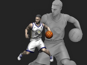 steph curry 3d imprimible 3 baloncesto nba deporte tirador jefe personaje spalding campeones obra arte decoración figurilla cifras mínimo retrato estatua pelota arte esculturas 3d print model - Mito3D