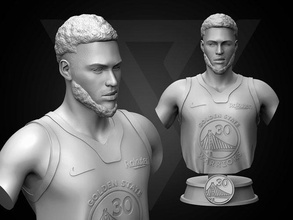 steph curry 3d imprimible 4 baloncesto nba deporte tirador jefe hombre personaje spalding obra arte figurilla cifras mínimo retrato busto estatua esculturas humano 3d print model - Mito3D
