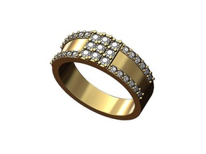 stepped diamond square gents ring size 6to13 jewelry printable gold silver sterling jewellery luxury fashion bling statement men platinum band rings 3d print model - Mito3D
