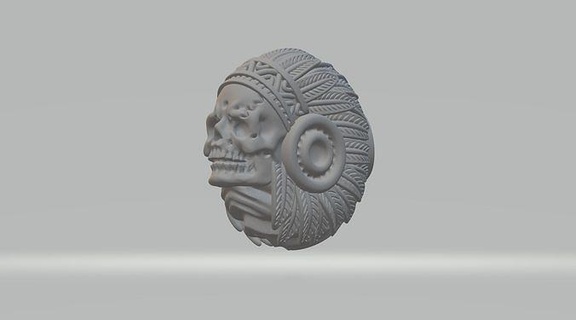 stereogram indian skull chief jewelry miniatures leader bellwether fugleman ringleader apache games toys art sculptures 3d print model - Mito3D